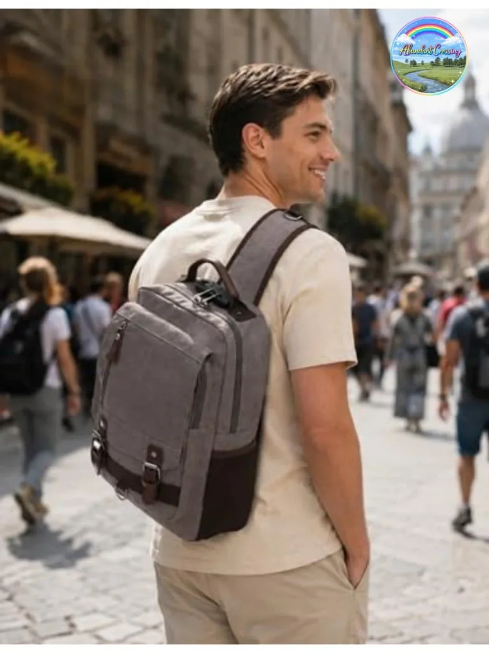Retro Canvas Messenger Bag with USB Charging, Anti-Theft Lock, 12 Pockets